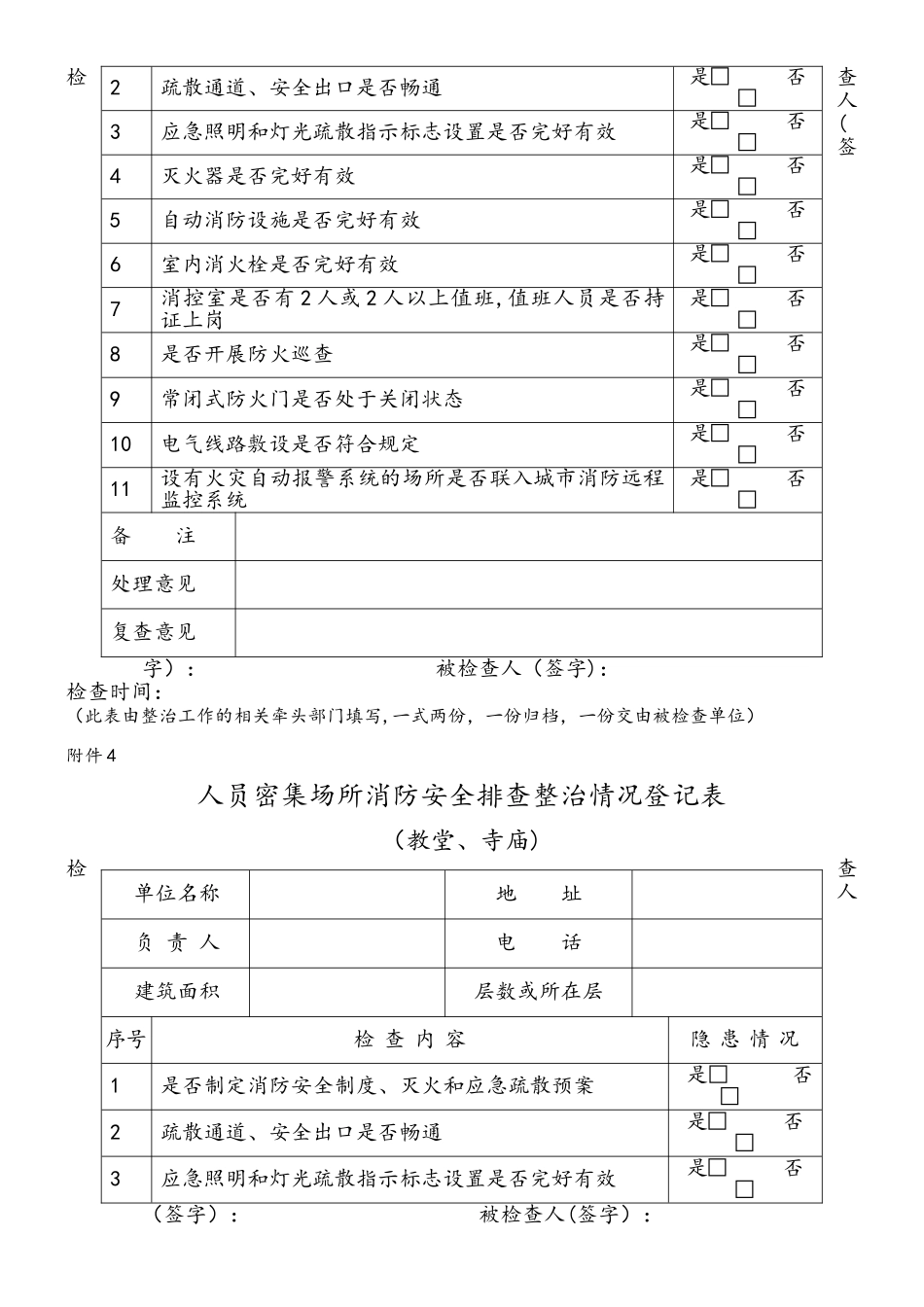 人员密集场所消防安全排查整治情况登记表_第3页