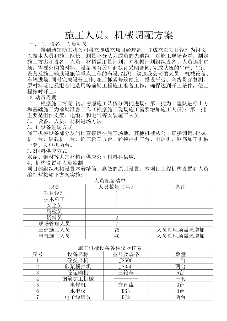 人员机械调配方案_第1页