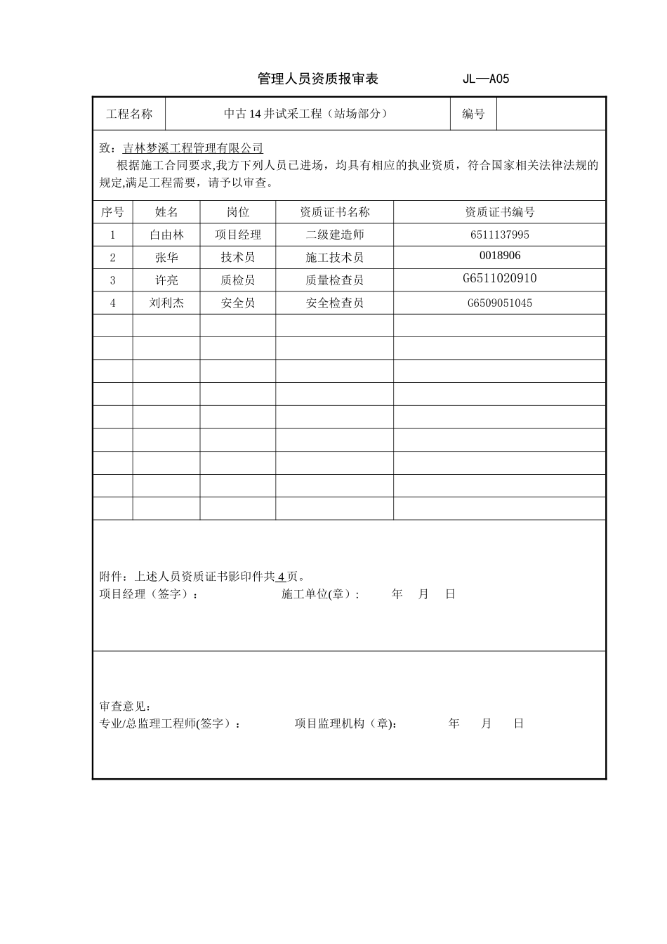 人员资质报审表_第1页