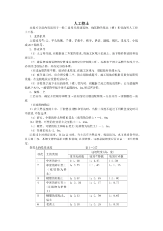人工挖土施工方案