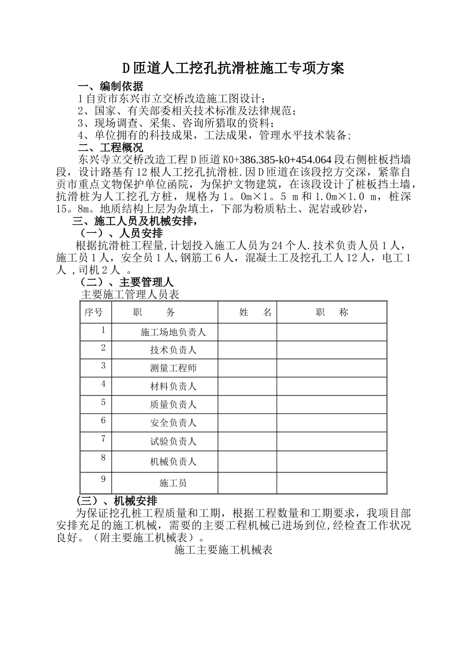 人工挖孔抗滑桩施工方案_第1页