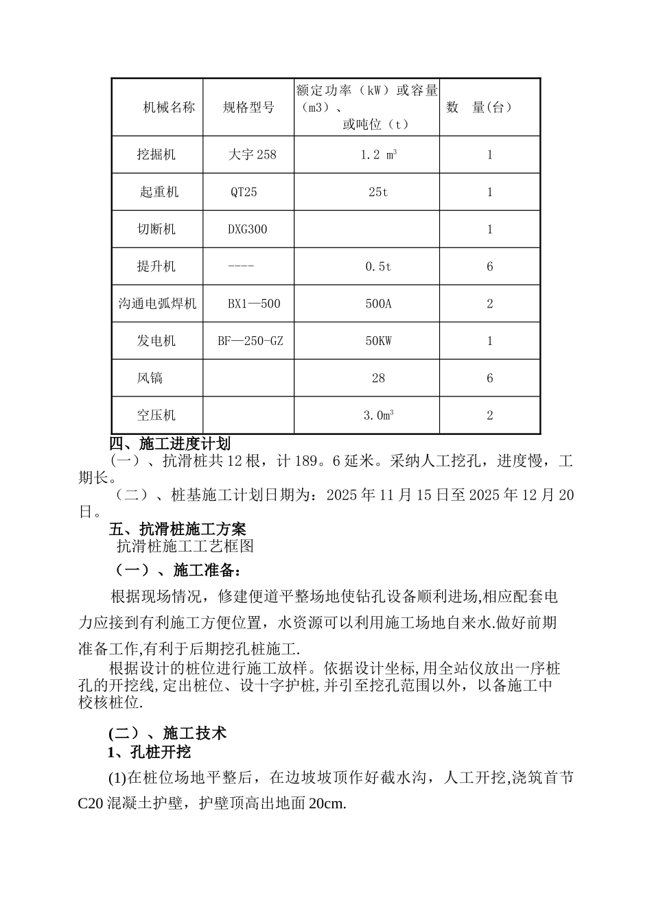 人工挖孔抗滑桩施工方案_第2页