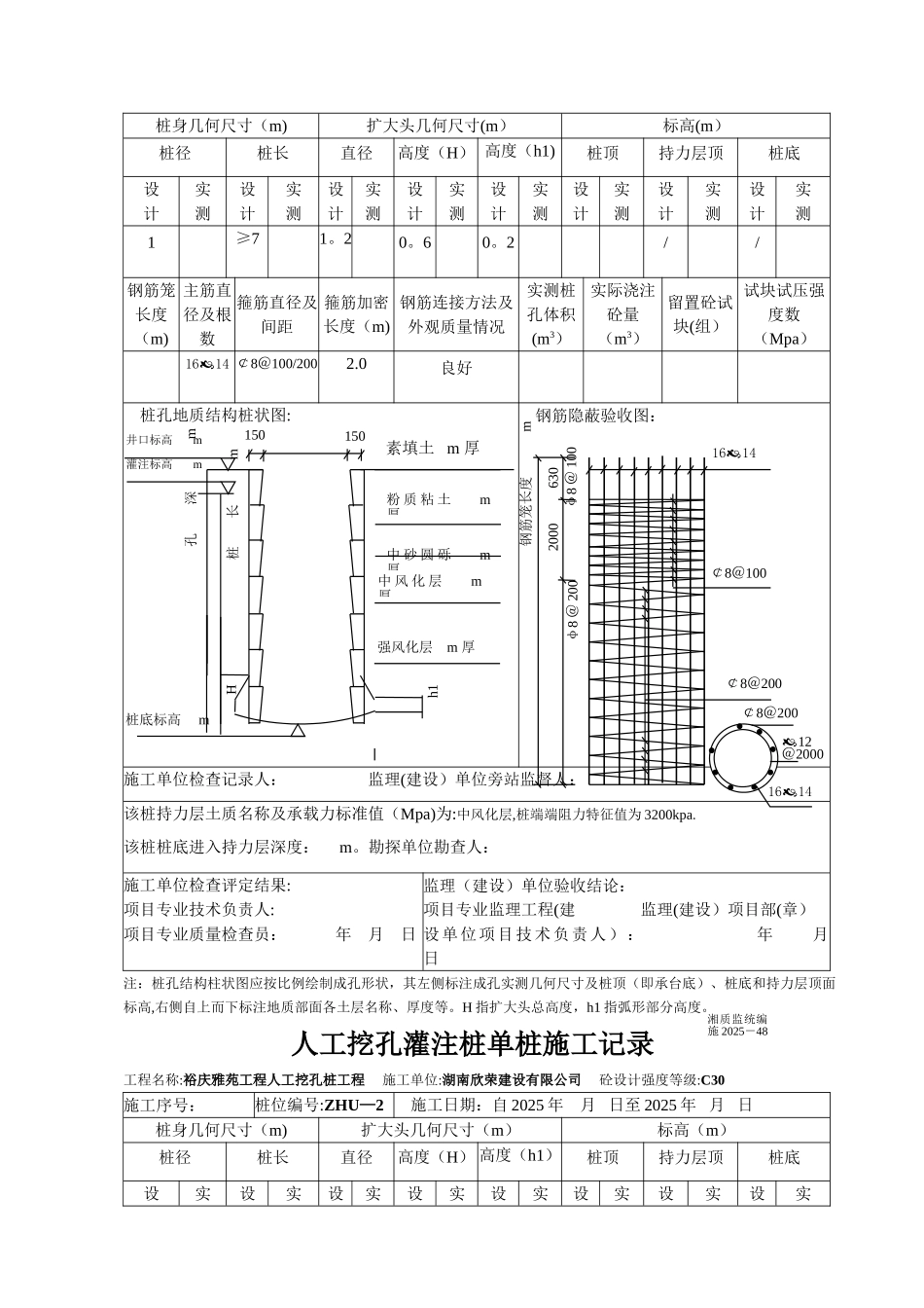人工挖孔桩单桩施工记录_第3页