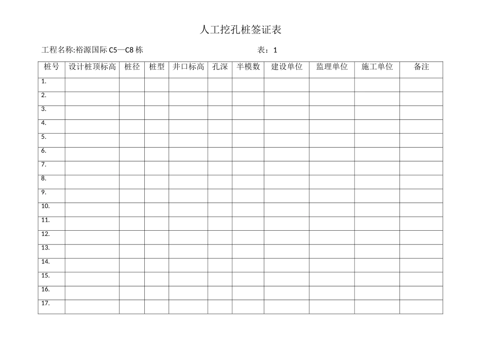 人工挖孔桩签证表_第1页