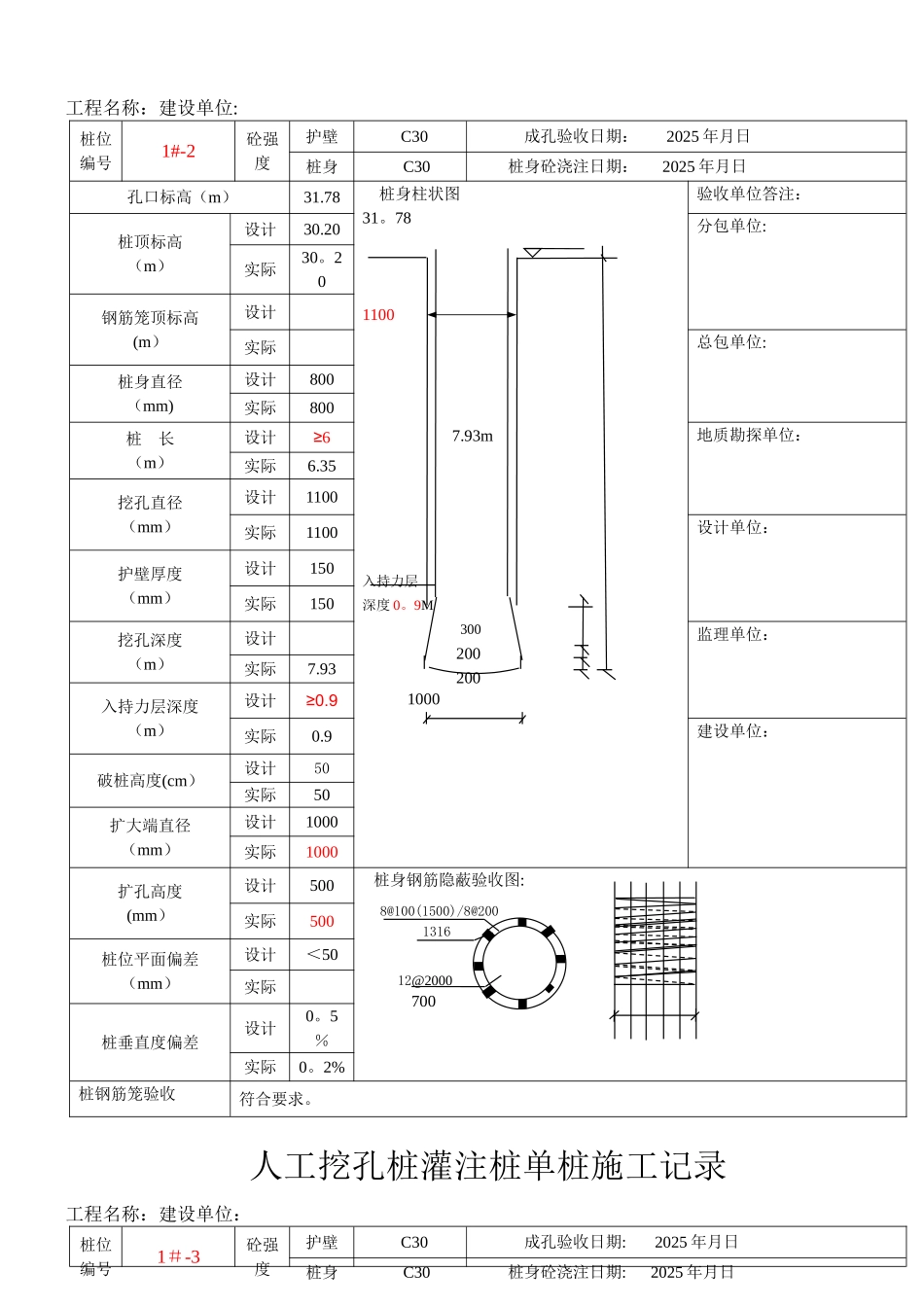 人工挖孔灌注桩一桩一表_第2页