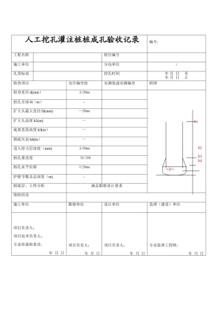 人工挖孔灌注桩桩成孔验收记录表