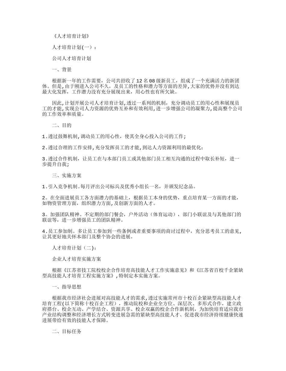 人才培养计划10篇汇总版_第1页