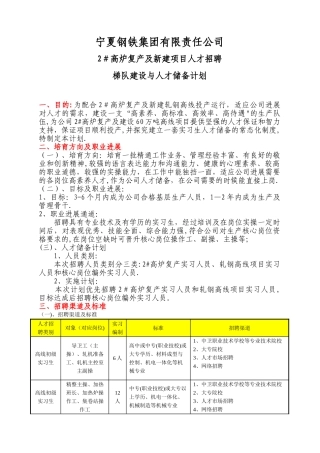 人才招聘及梯队建设与培养计划