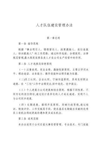 人才队伍建设管理办法