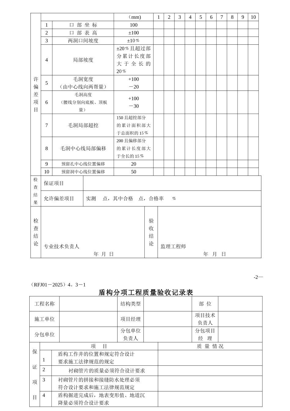 人民防空工程质量检验评定标准表格_第3页