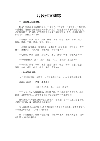 人物描写片段作文训练