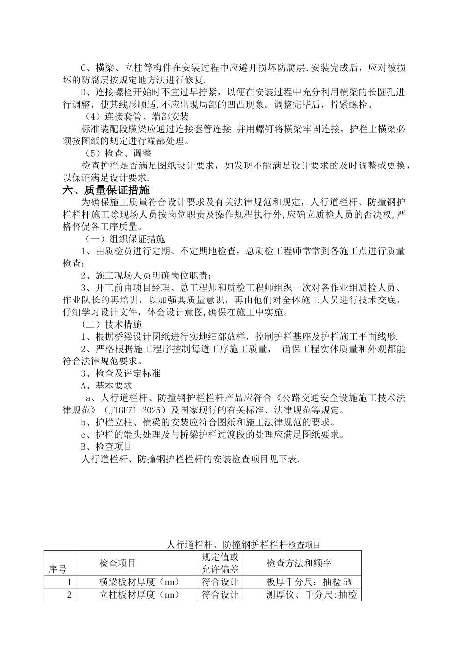 人行道栏杆、防撞钢护栏首件施工方案_第2页