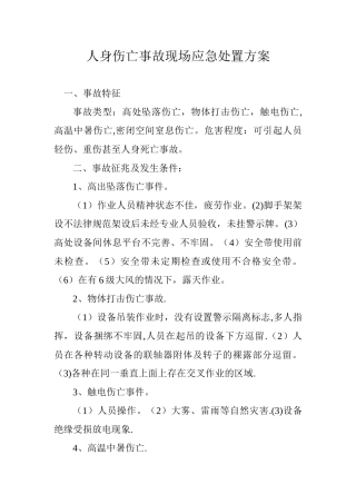 人身伤亡事故现场应急处置方案