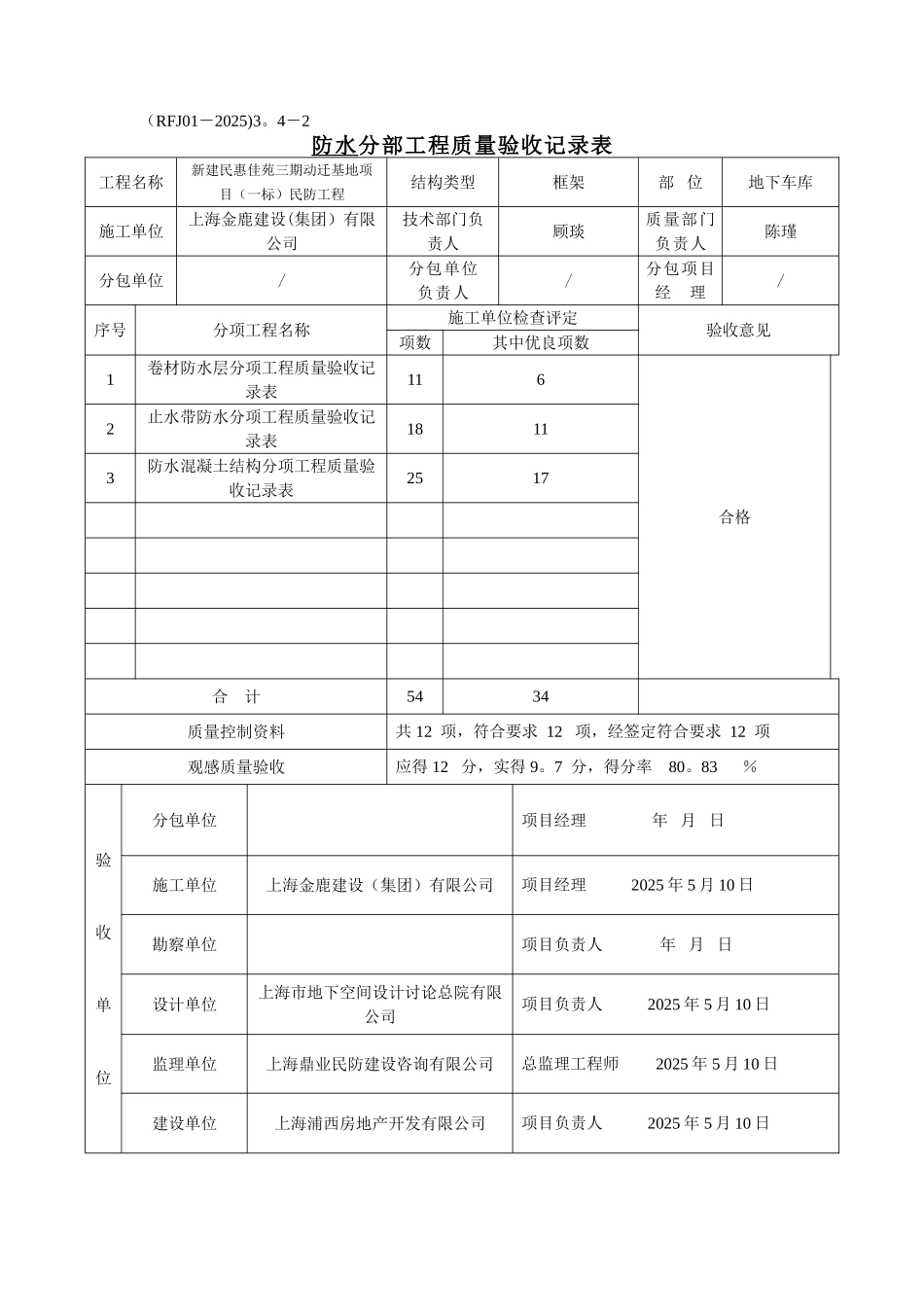 人防分部工程质量验收记录表_第2页