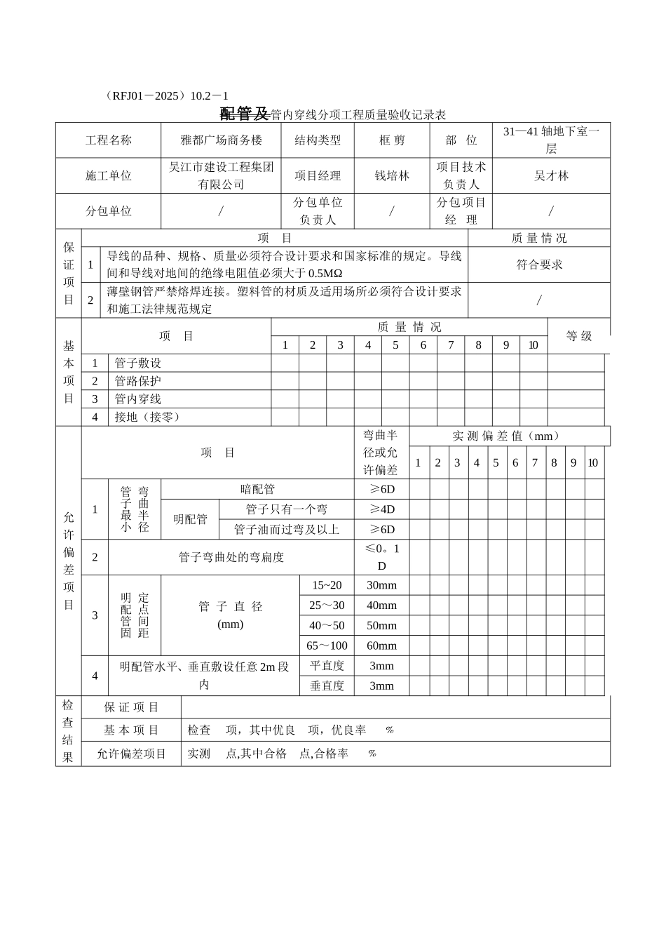 人防土建、水电的检验批及隐蔽工程_第1页