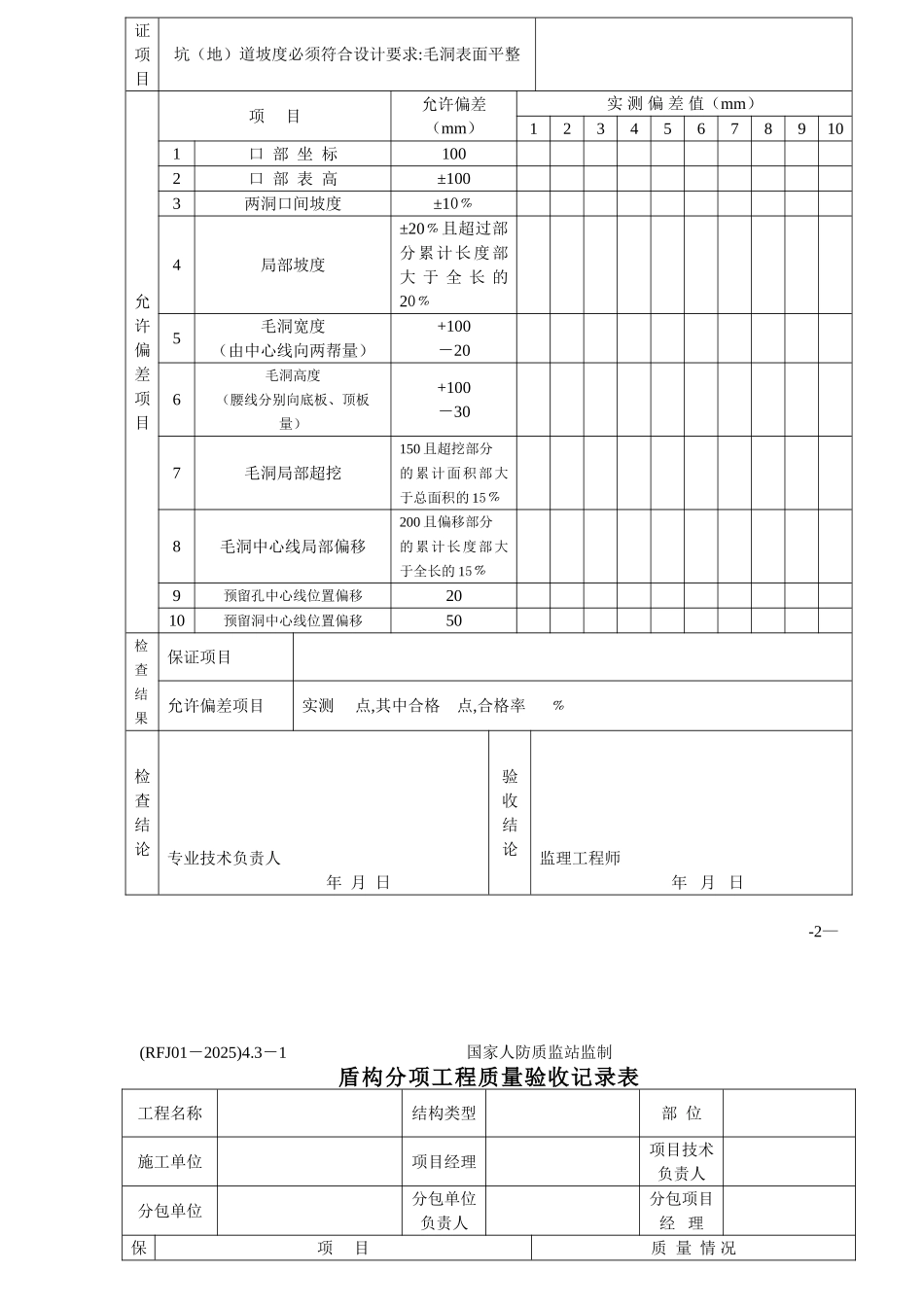 人防工程分部分项工程质量验收评定记录表人防办提供_第3页