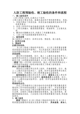 人防工程预验收、竣工验收的条件和流程