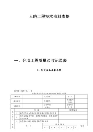 人防施工隐蔽表格