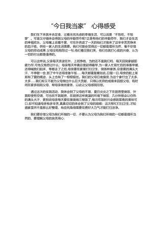 今天我当家之心得体会