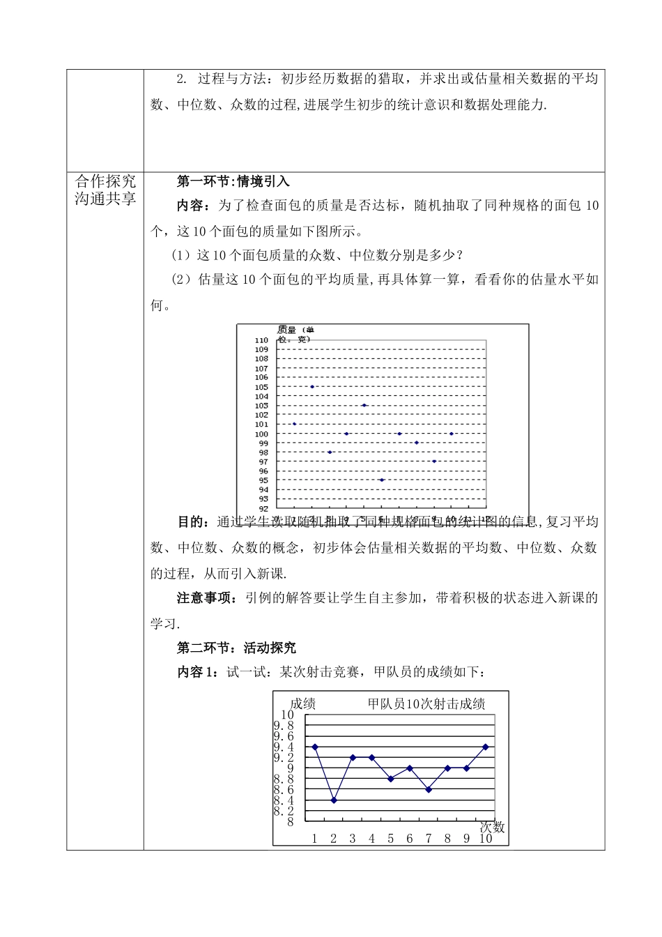 从统计图分析数据的集中趋势教案_第3页