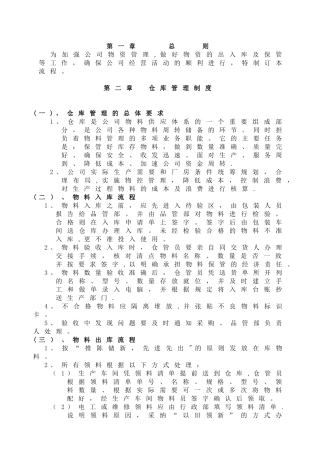 仓储物流管理制度及流程1
