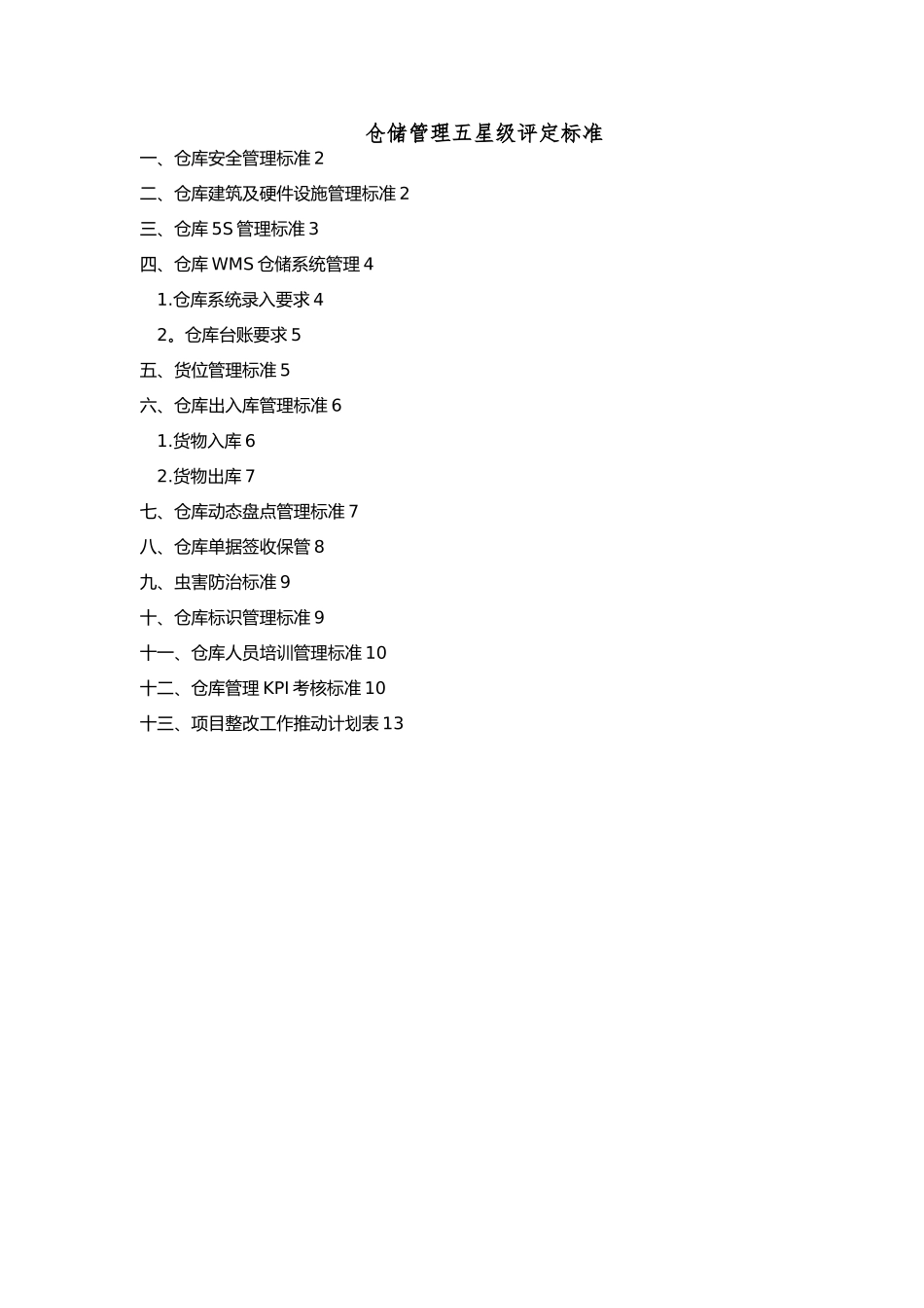 仓储管理五星级评定标准-仓库管理要求与达标检查规范_第1页