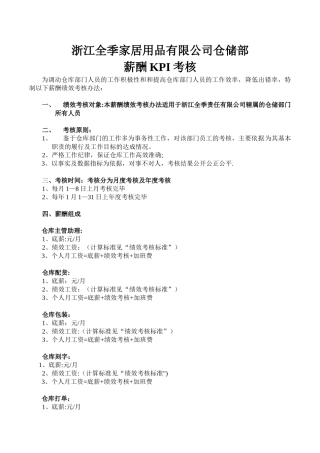 仓库人员薪酬绩效KPI考核-签字