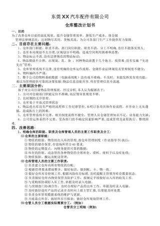 仓库整改计划书