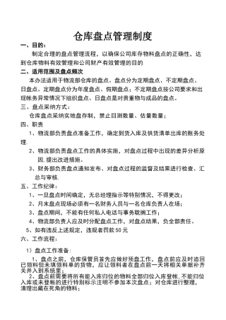 仓库盘点管理制度