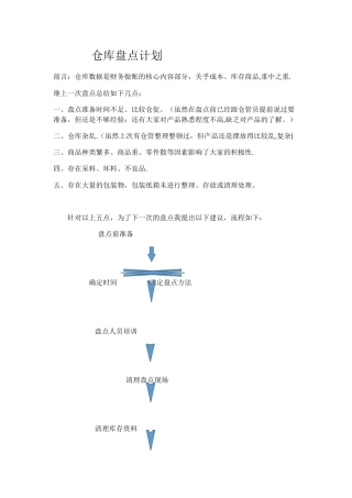 仓库盘点计划书