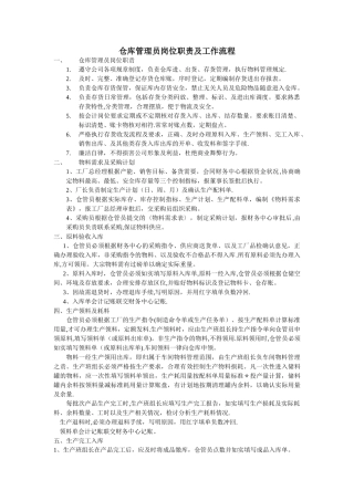 仓库管理员岗位职责及工作流程