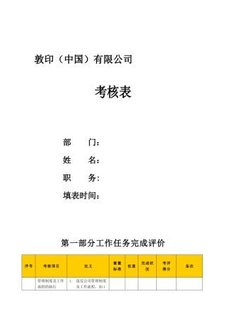 仓库管理绩效考核表