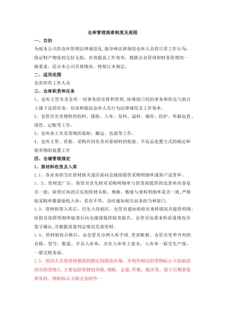 仓库管理规章制度33270