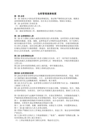 仓库管理规章制度73046