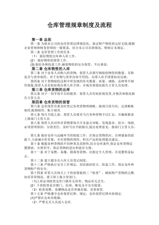 仓库管理规章制度及流程