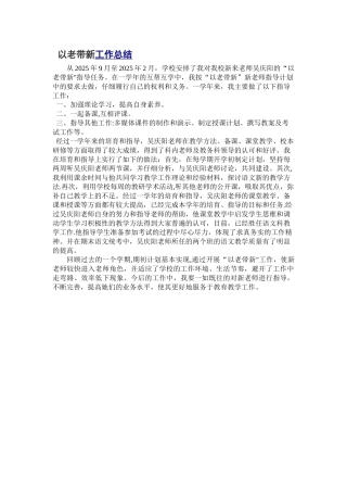 以老带新工作总结