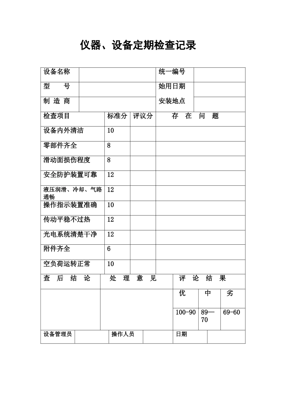 仪器、设备定期检查记录表_第1页