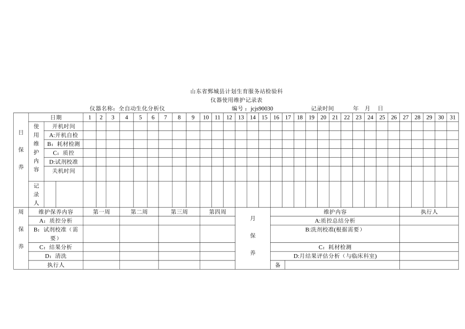 仪器设备使用维护记录表_第3页