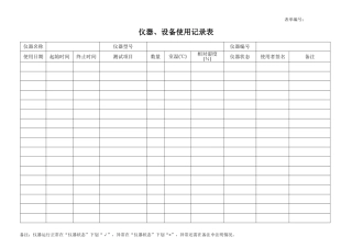 仪器设备使用记录表