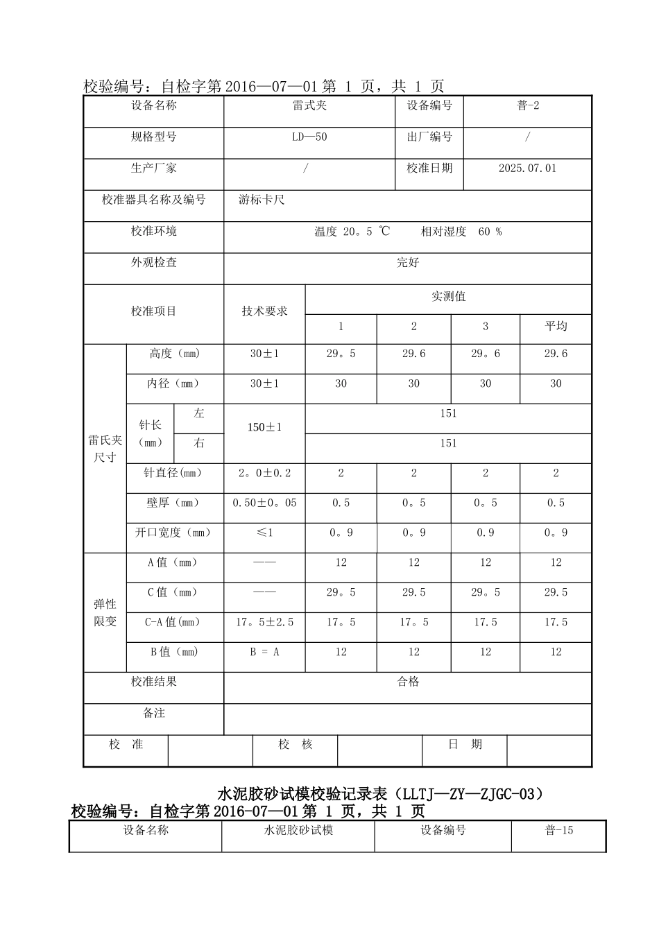 仪器设备自校记录表_第2页