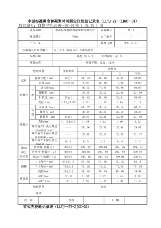 仪器设备自校记录表