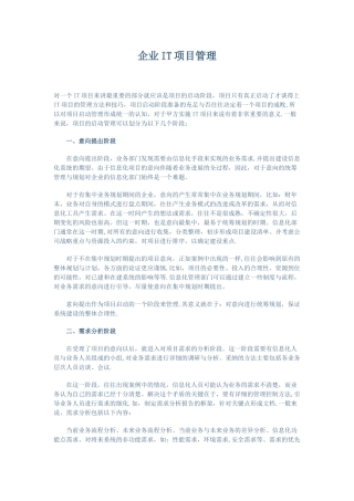 企业IT项目管理办法