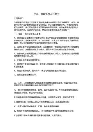 企业、质量负责人任命书79434