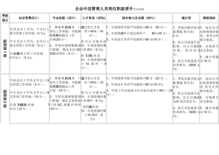 企业中层管理人员岗位职级晋升评定标准