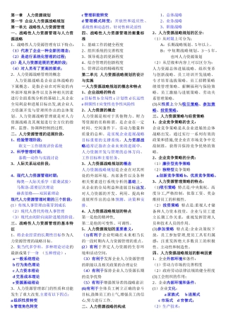 企业人力资源管理师一级复习资料