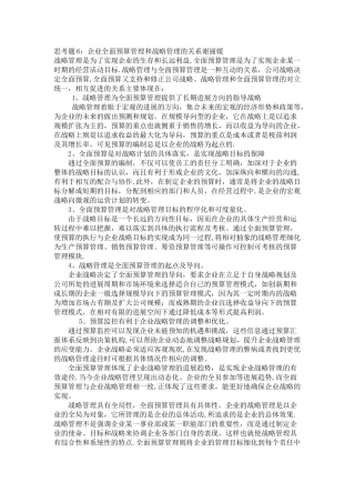 企业全面预算管理和战略管理的关系