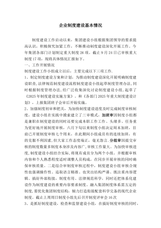 企业制度建设基本情况