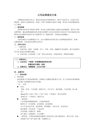 企业品牌建设方案