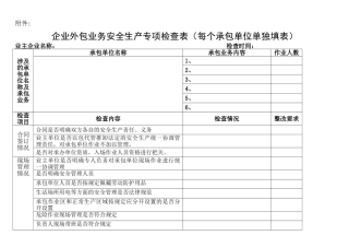 企业外包业务安全生产专项检查表