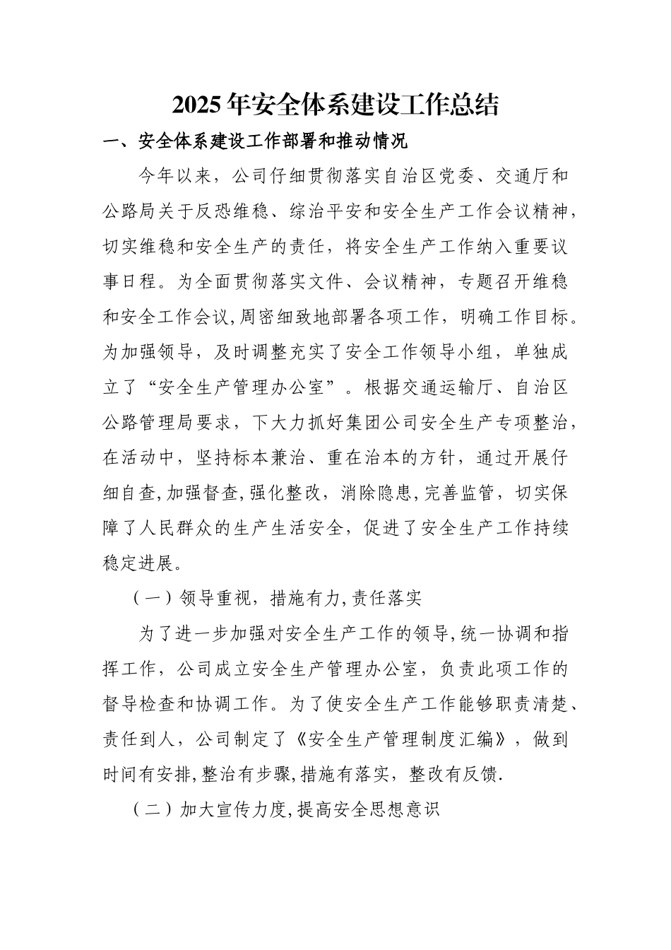 企业安全体系建设工作总结_第1页